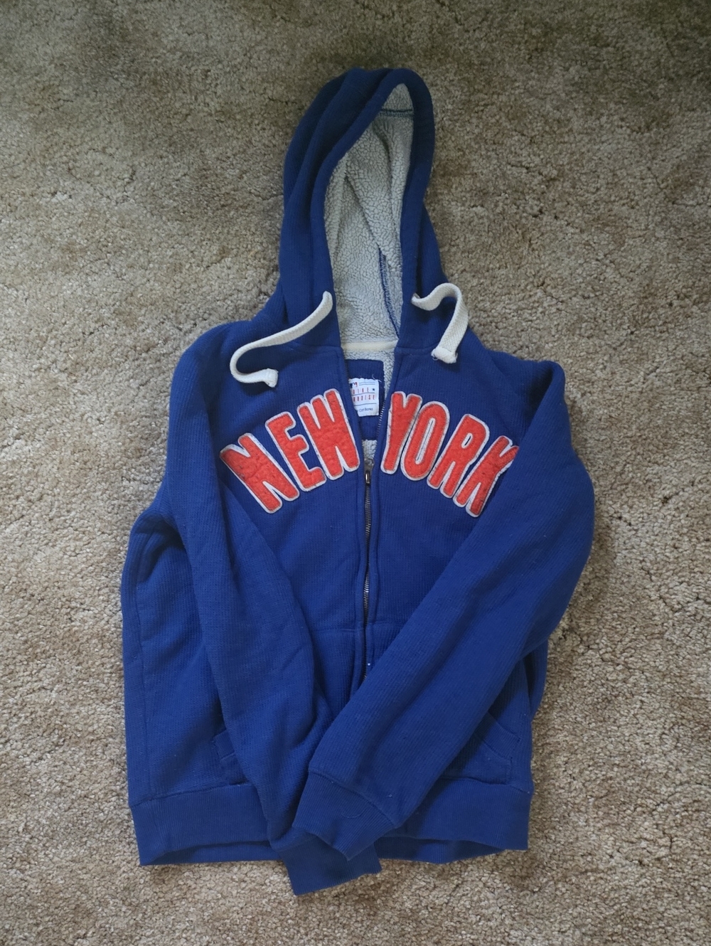 Blue New York Mets Womens Zip-Up Hooded Sweater